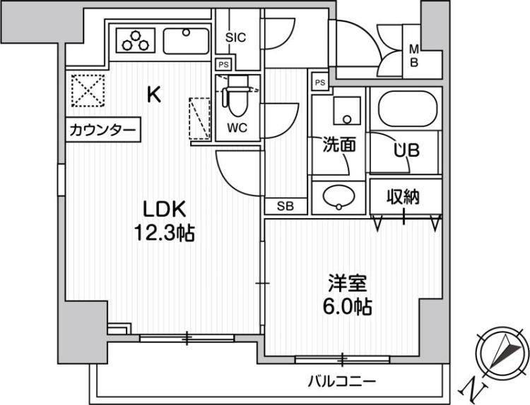 LUNIQ日本橋(1LDK/10階)の間取り写真