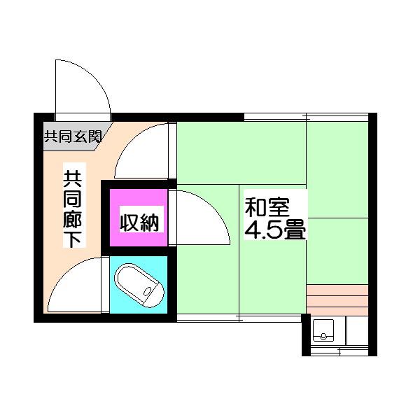 やよい荘(ワンルーム/1階)の間取り写真