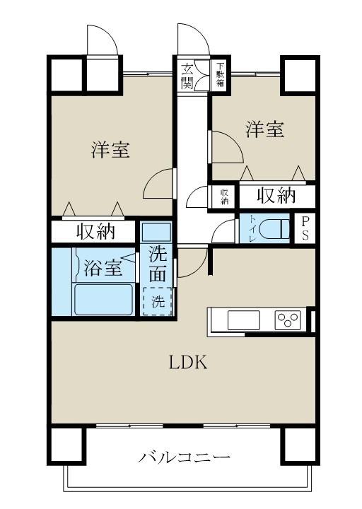 モーント米山弐番館(2LDK/4階)の間取り写真