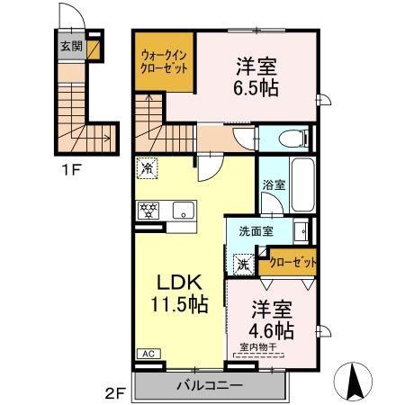 リッシュセゾン O(2LDK/2階)の間取り写真
