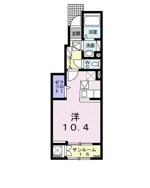 リッシュ(ワンルーム/1階)の間取り写真