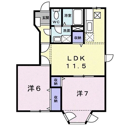 ソレアード(2LDK/1階)の間取り写真