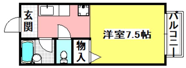 ワイズ参番館(1K/2階)の間取り写真