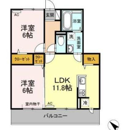メゾン・ド・TAX IV(2LDK/3階)の間取り写真