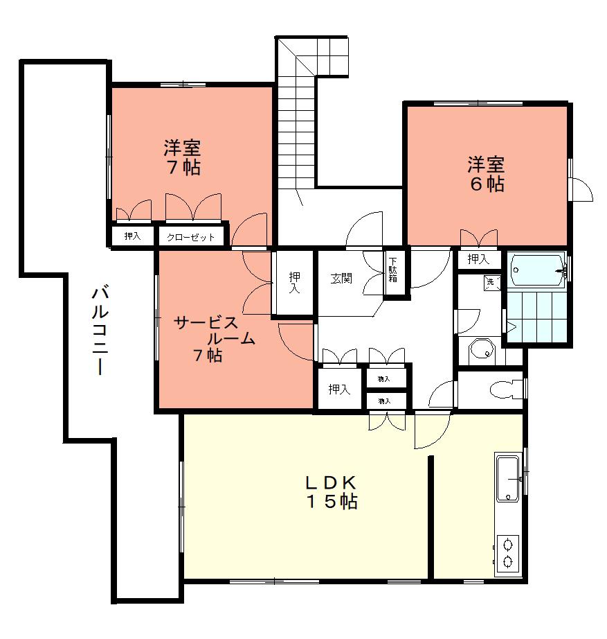 T・フラット(2SLDK/2階)の間取り写真