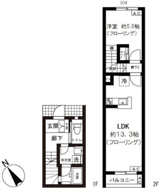 バーン神楽坂(1LDK/2階)の間取り写真