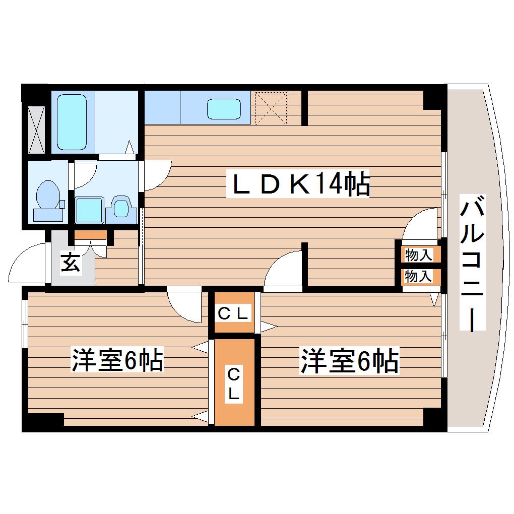 旭レジデンス(2LDK/3階)の間取り写真