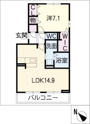 クレスト大針(1LDK/3階)の間取り写真