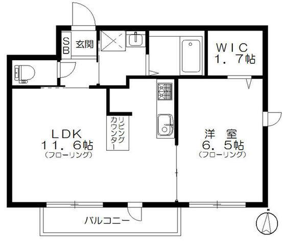 プレアデス(1LDK/2階)の間取り写真