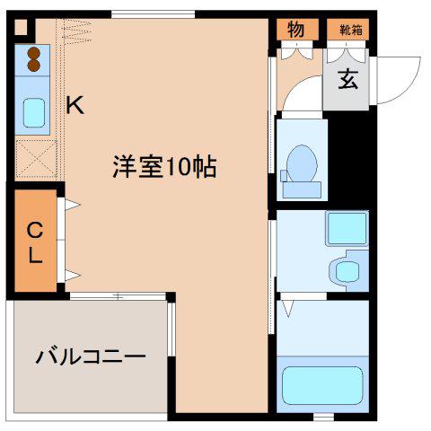キューブ(ワンルーム/2階)の間取り写真