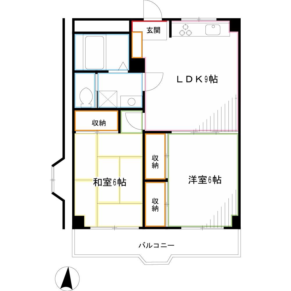 セントラルハイツ(2DK/3階)の間取り写真