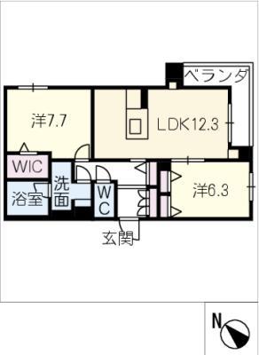 シャーメゾン クオソーレ(2LDK/2階)の間取り写真