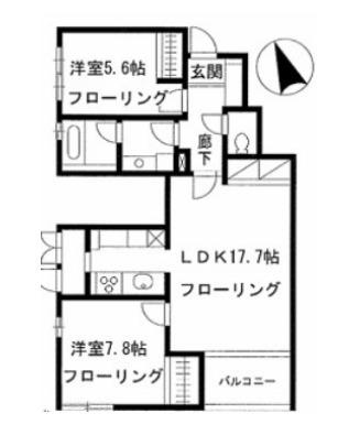 ユーコート学芸大学(2LDK/1階)の間取り写真
