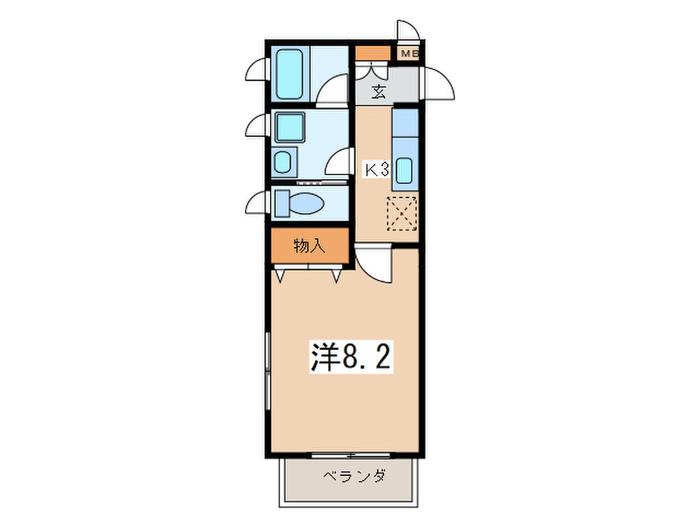 CASA FUJIVIEW(1K/1階)の間取り写真