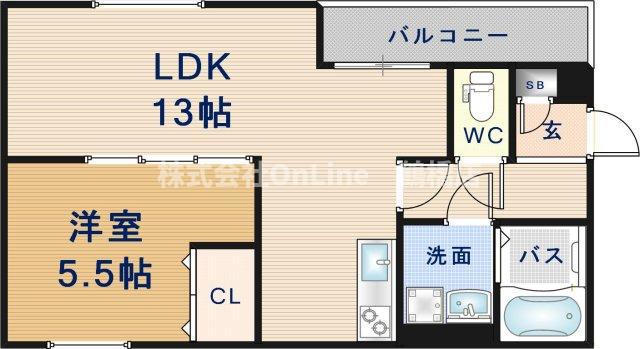 BELLEVUE巽南(1LDK/2階)の間取り写真