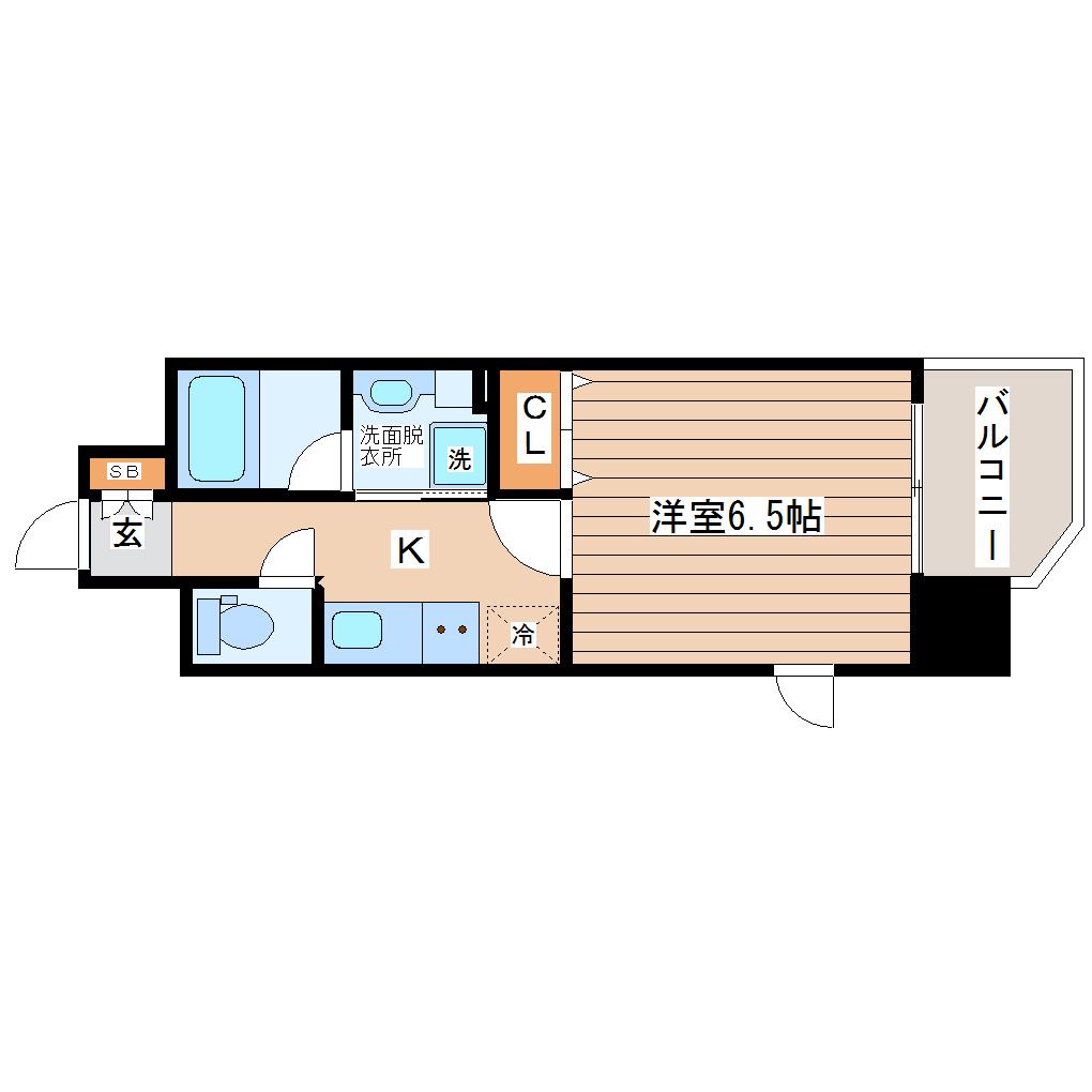 LIVE CASA 仙台長町(1K/8階)の間取り写真