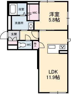 ベレオ高橋(1LDK/1階)の間取り写真