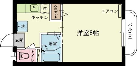 ディアマンテ(1K/2階)の間取り写真