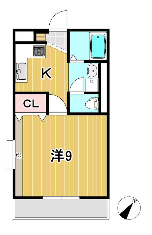 プルミエールA(1K/1階)の間取り写真