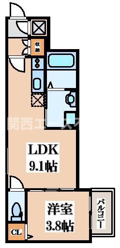 ユリシズ(1LDK/1階)の間取り写真