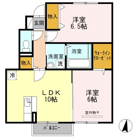 サンスクエアB(2LDK/1階)の間取り写真