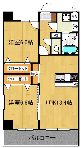 ANIMO(2LDK/8階)の間取り写真