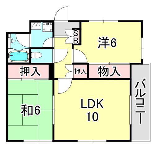 サクシード甲子園(2LDK/1階)の間取り写真