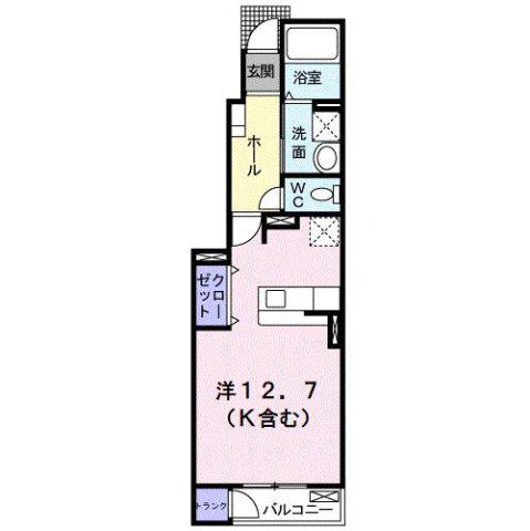 デフィII(ワンルーム/1階)の間取り写真