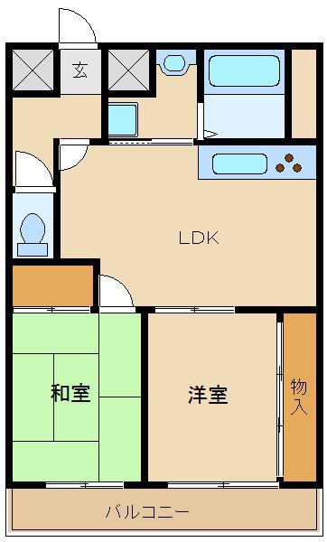 セルジュYS出屋敷(2DK/4階)の間取り写真