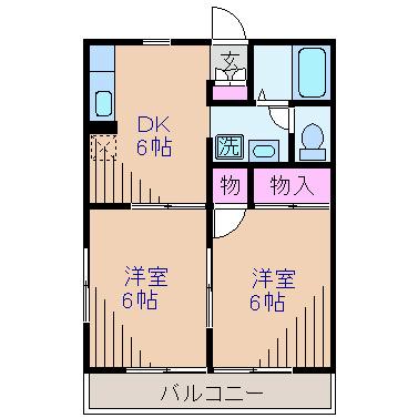 ハイツグランバレー(2DK/2階)の間取り写真