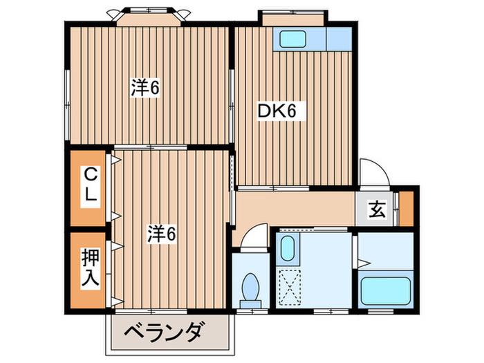 ブランドールカマクラ(2DK/1階)の間取り写真