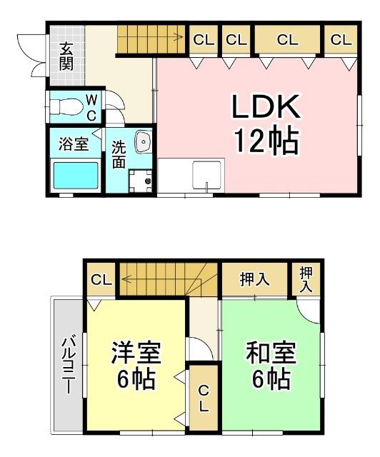 ツインコーポ夜宮(2LDK/1階)の間取り写真