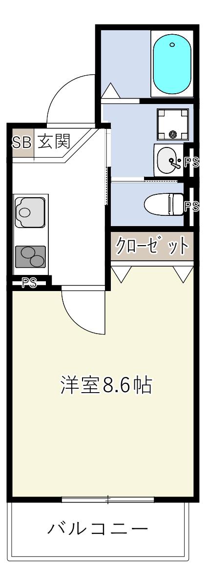 INOVE長瀬IV(1K/3階)の間取り写真