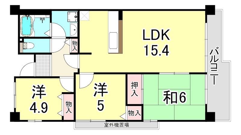 URルゼフィール潮江 6号棟(3LDK/4階)の間取り写真