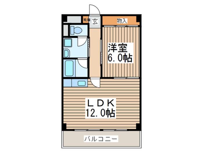 グリーンハイム(1LDK/2階)の間取り写真