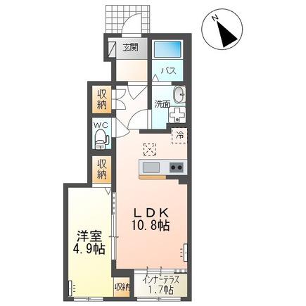 プレシア(1LDK/1階)の間取り写真