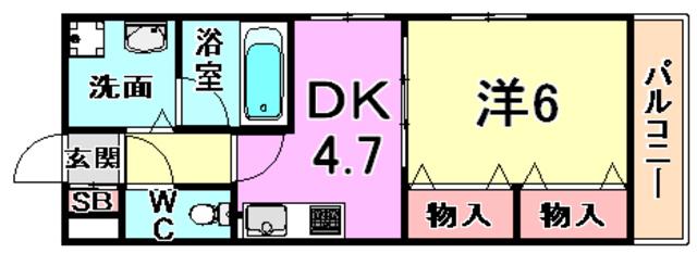 エスペランサ御影II(1DK/3階)の間取り写真