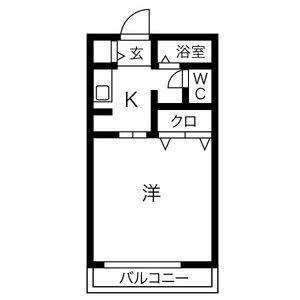 シャーメゾン鶴田B棟(1K/2階)の間取り写真