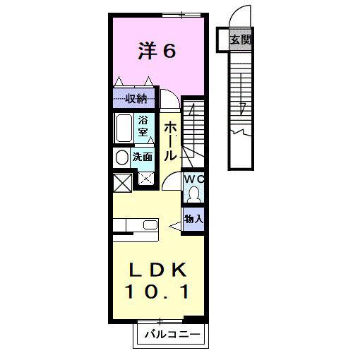 プリムローズ(1LDK/2階)の間取り写真