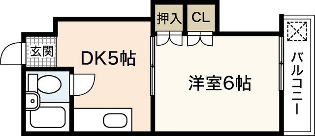アーバン田部(1DK/2階)の間取り写真