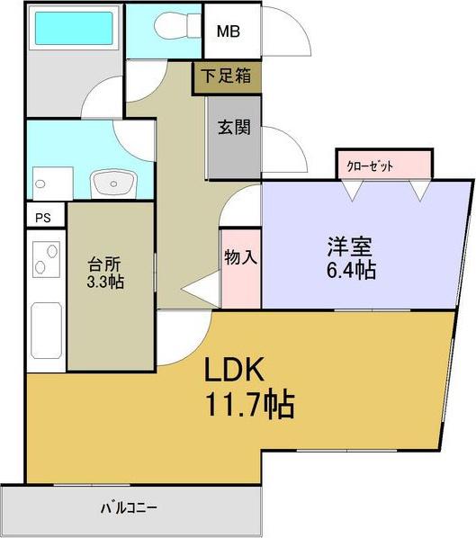 ラッフル千代田(1LDK/7階)の間取り写真