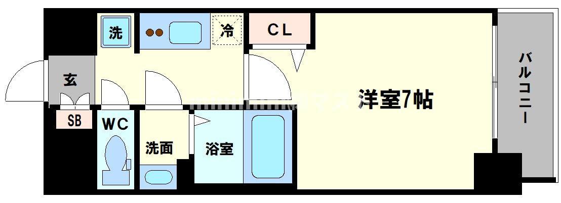 レシオスなんばヴォーグ(1K/4階)の間取り写真