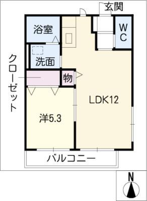 ヴァンテアン(1LDK/1階)の間取り写真