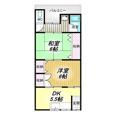 ハイム上野I(2DK/2階)の間取り写真