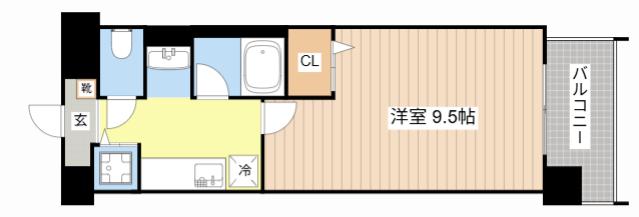 メゾンクレールIII(1K/6階)の間取り写真