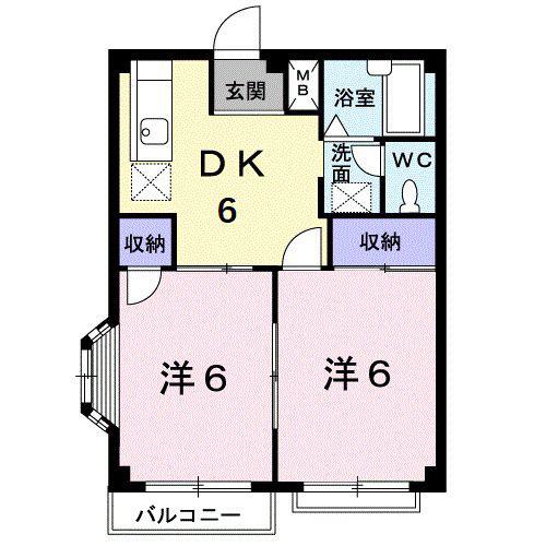 メゾンナカシマ(2DK/2階)の間取り写真