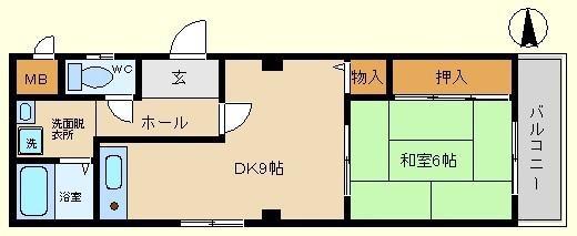ステーツ横堤(1DK/3階)の間取り写真