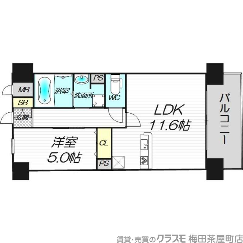 BUL FORTUNA扇町(1LDK/1階)の間取り写真