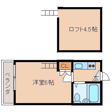 カトレアハウス(1K/2階)の間取り写真