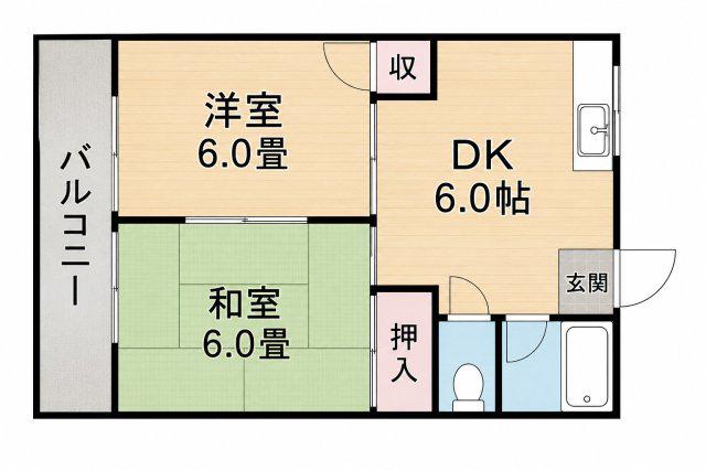 エクセルハイツ(2DK/1階)の間取り写真
